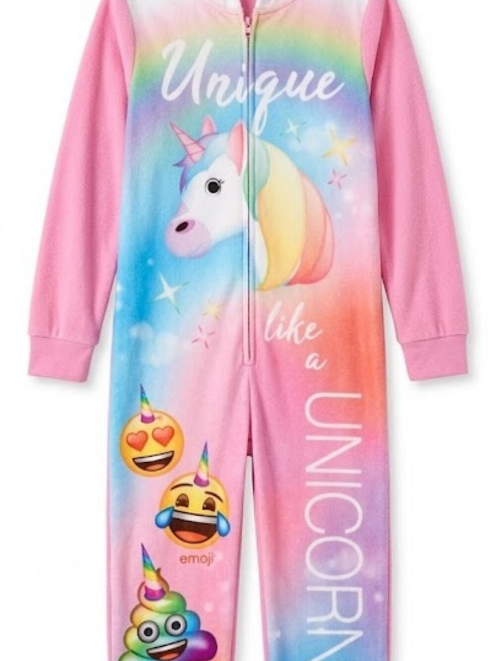 Emoji Girls Kids Hooded Blanket Sleeper, UNICORN HEARTS - SMILEY FACE, 4